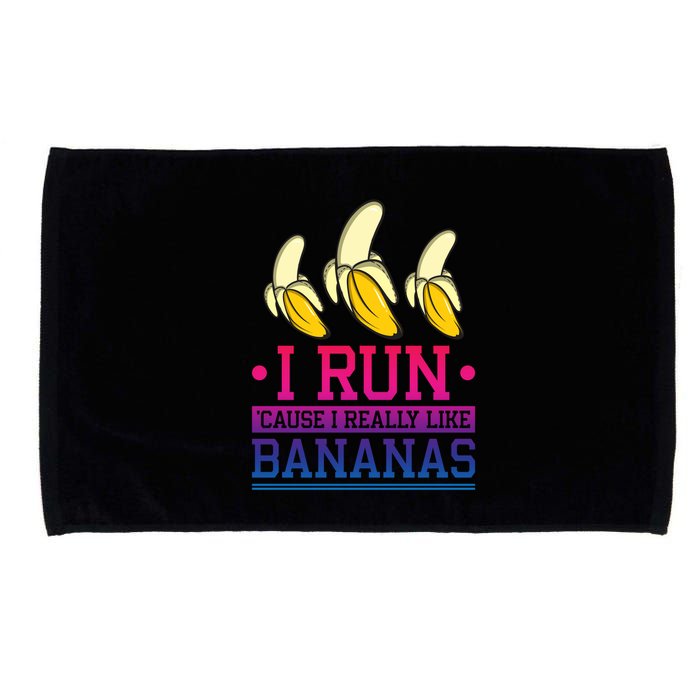 Runner I Run Because I Like Bananas Marathoner Funny Running Funny Gift Microfiber Hand Towel