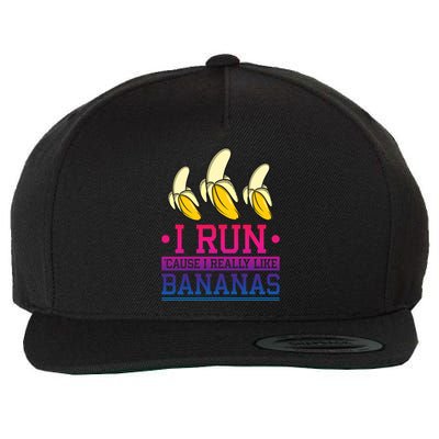Runner I Run Because I Like Bananas Marathoner Funny Running Funny Gift Wool Snapback Cap