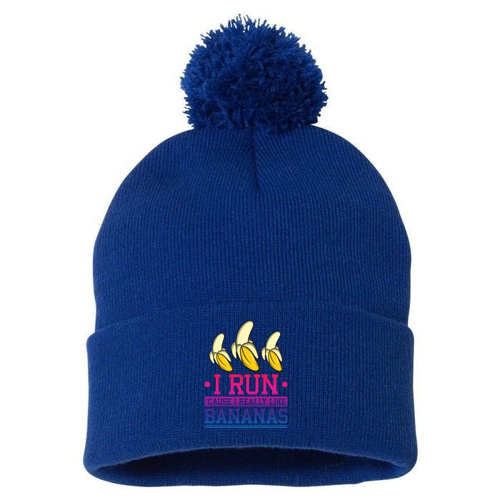Runner I Run Because I Like Bananas Marathoner Funny Running Funny Gift Pom Pom 12in Knit Beanie