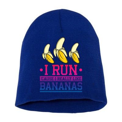 Runner I Run Because I Like Bananas Marathoner Funny Running Funny Gift Short Acrylic Beanie