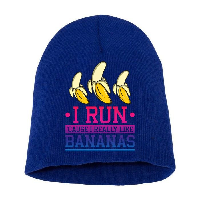 Runner I Run Because I Like Bananas Marathoner Funny Running Funny Gift Short Acrylic Beanie