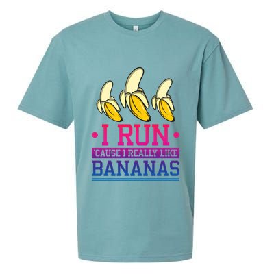 Runner I Run Because I Like Bananas Marathoner Funny Running Funny Gift Sueded Cloud Jersey T-Shirt