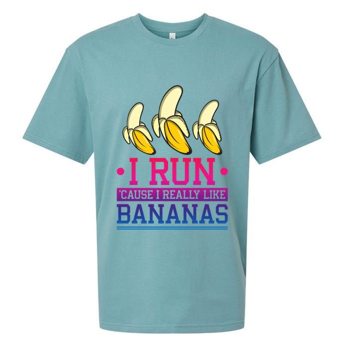 Runner I Run Because I Like Bananas Marathoner Funny Running Funny Gift Sueded Cloud Jersey T-Shirt