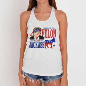 Retro I’D Rather Vote For A Felon Than A Jack Ass Women's Knotted Racerback Tank