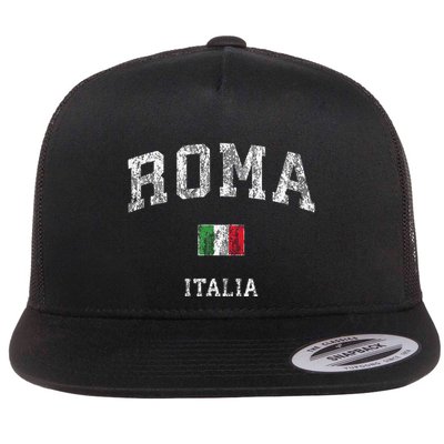 Roma Italia Rome Italy Vintage Athletic Sports Flatbill Hat