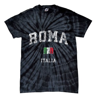 Roma Italia Rome Italy Vintage Athletic Sports Tie-Dye T-Shirt
