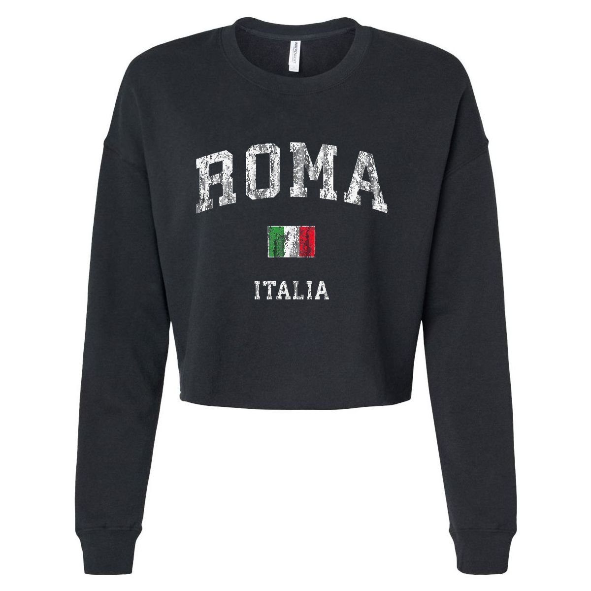 Roma Italia Rome Italy Vintage Athletic Sports Cropped Pullover Crew