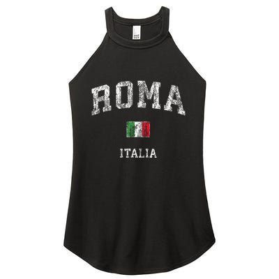 Roma Italia Rome Italy Vintage Athletic Sports Women's Perfect Tri Rocker Tank