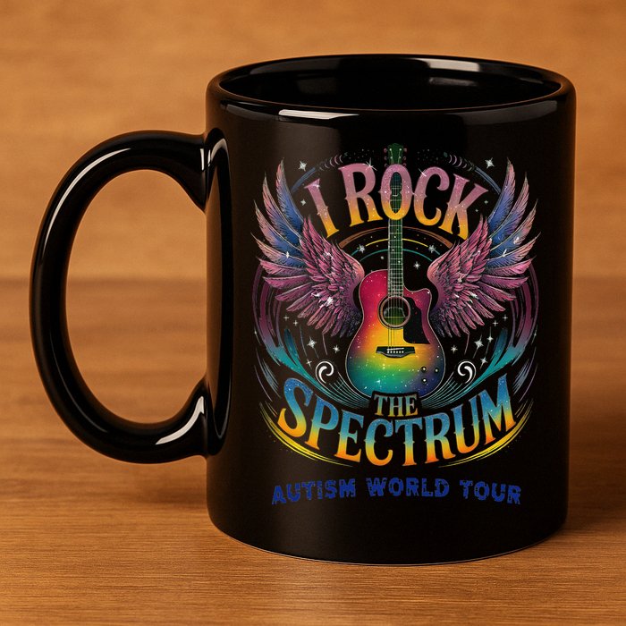 Rockstar I ROCK THE SPECTRUM Autism Awareness Support 11oz C Handle Ceramic Mug