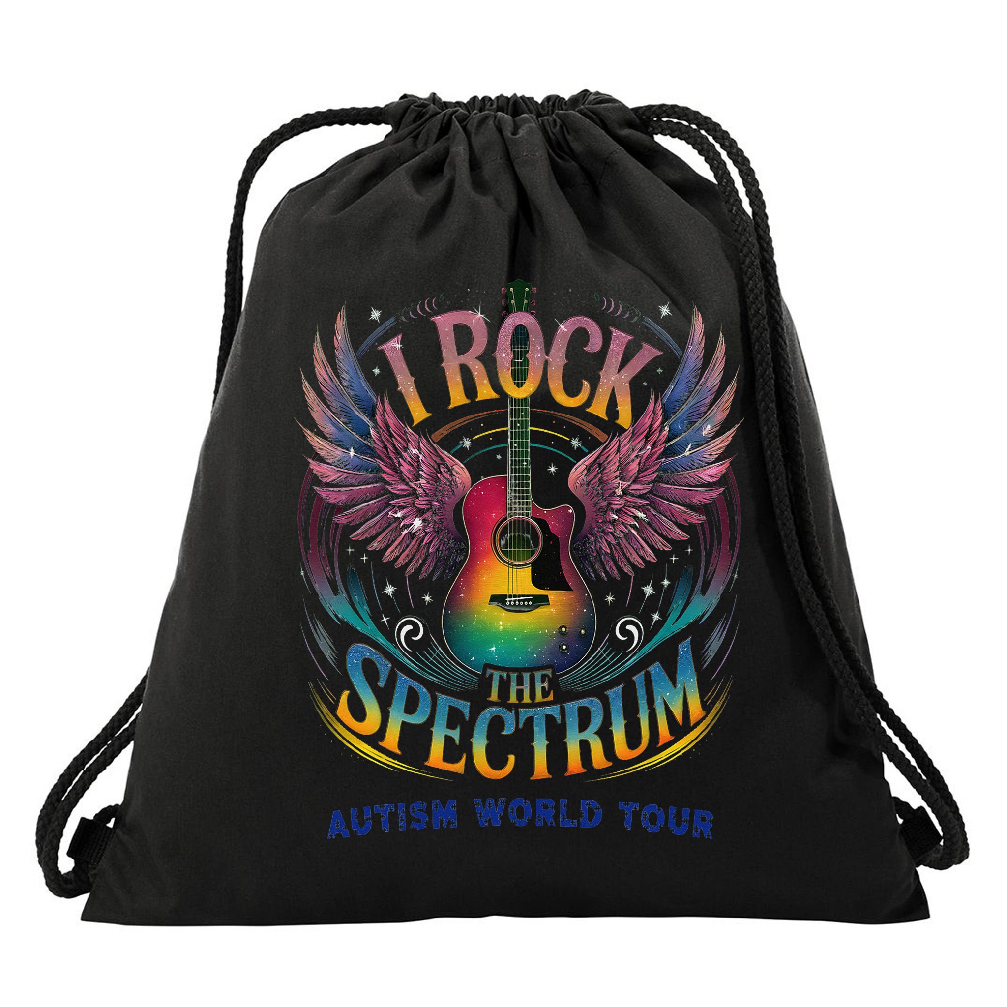 Rockstar I ROCK THE SPECTRUM Autism Awareness Support Drawstring Bag