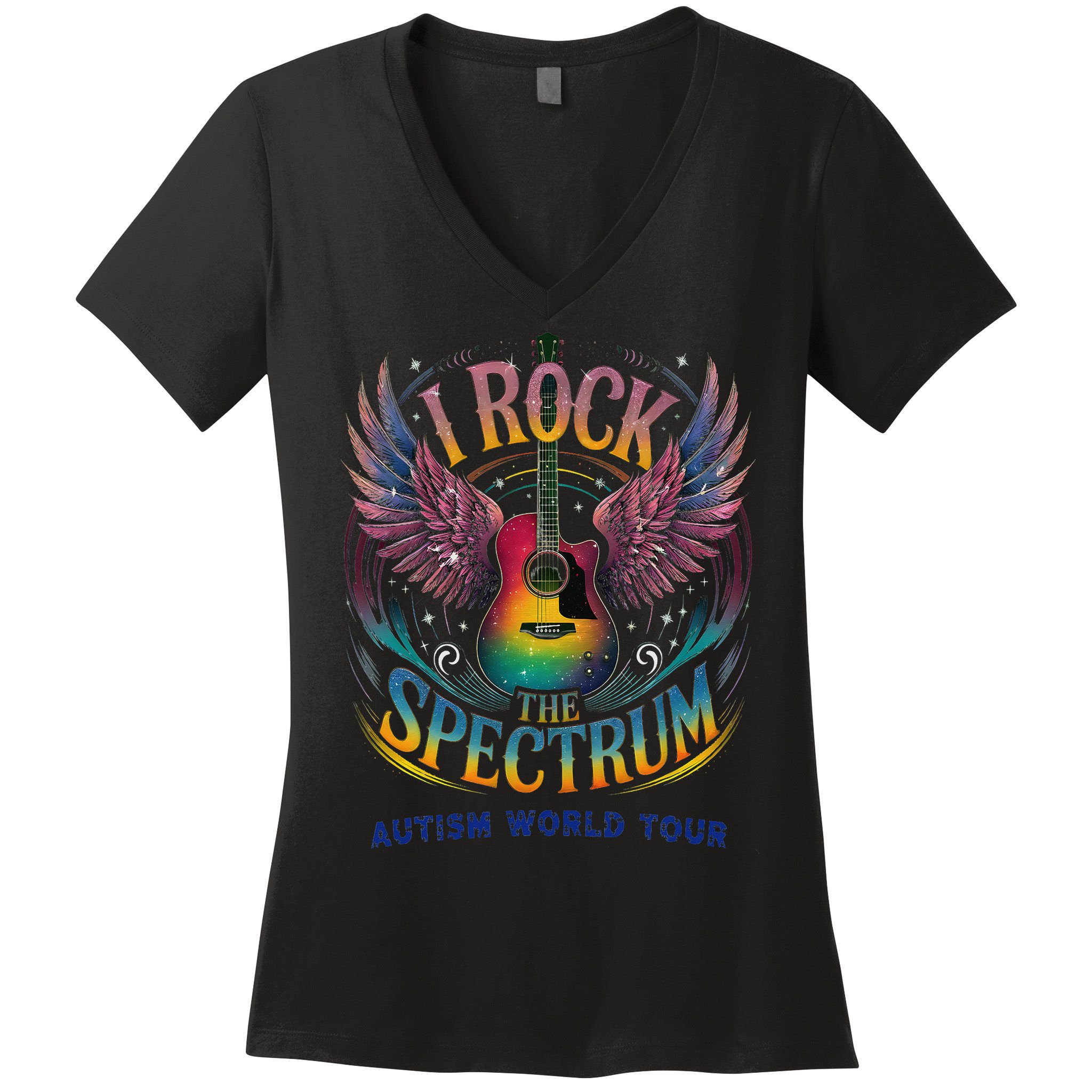 Rockstar I ROCK THE SPECTRUM Autism Awareness Support Women's V-Neck T-Shirt