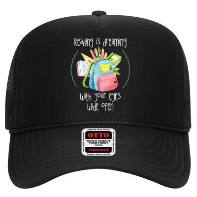 Reading Intervention Reading Is Dreaming Library Student High Crown Mesh Back Trucker Hat