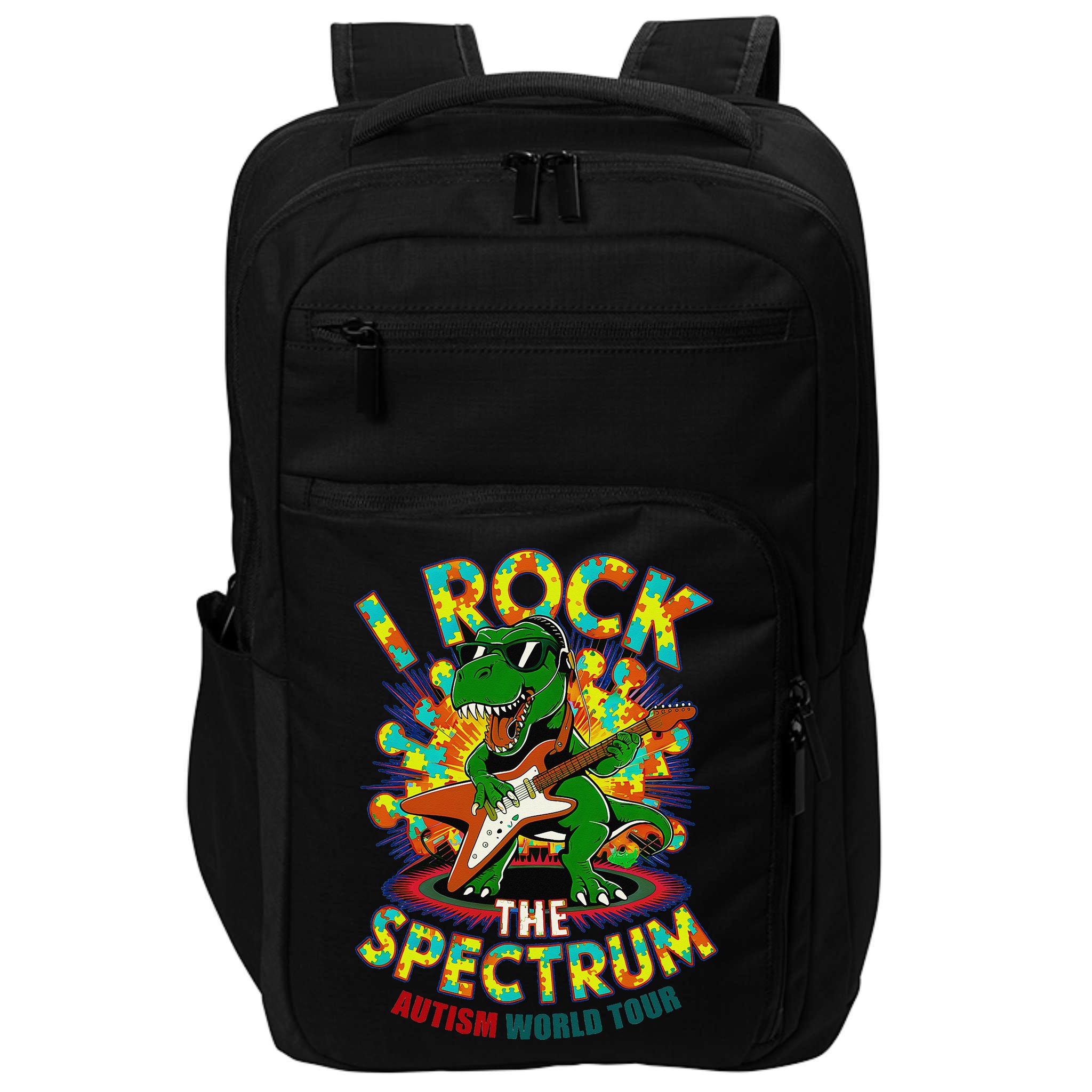 Rockstar I ROCK THE SPECTRUM Autism Awareness Mom Dad Impact Tech Backpack