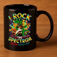 Rockstar I ROCK THE SPECTRUM Autism Awareness Mom Dad 11oz C Handle Ceramic Mug