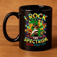 Rockstar I ROCK THE SPECTRUM Autism Awareness Mom Dad 11oz C Handle Ceramic Mug