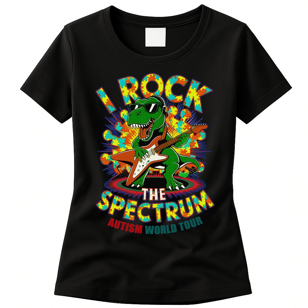 Rockstar I ROCK THE SPECTRUM Autism Awareness Mom Dad Womens T-Shirt