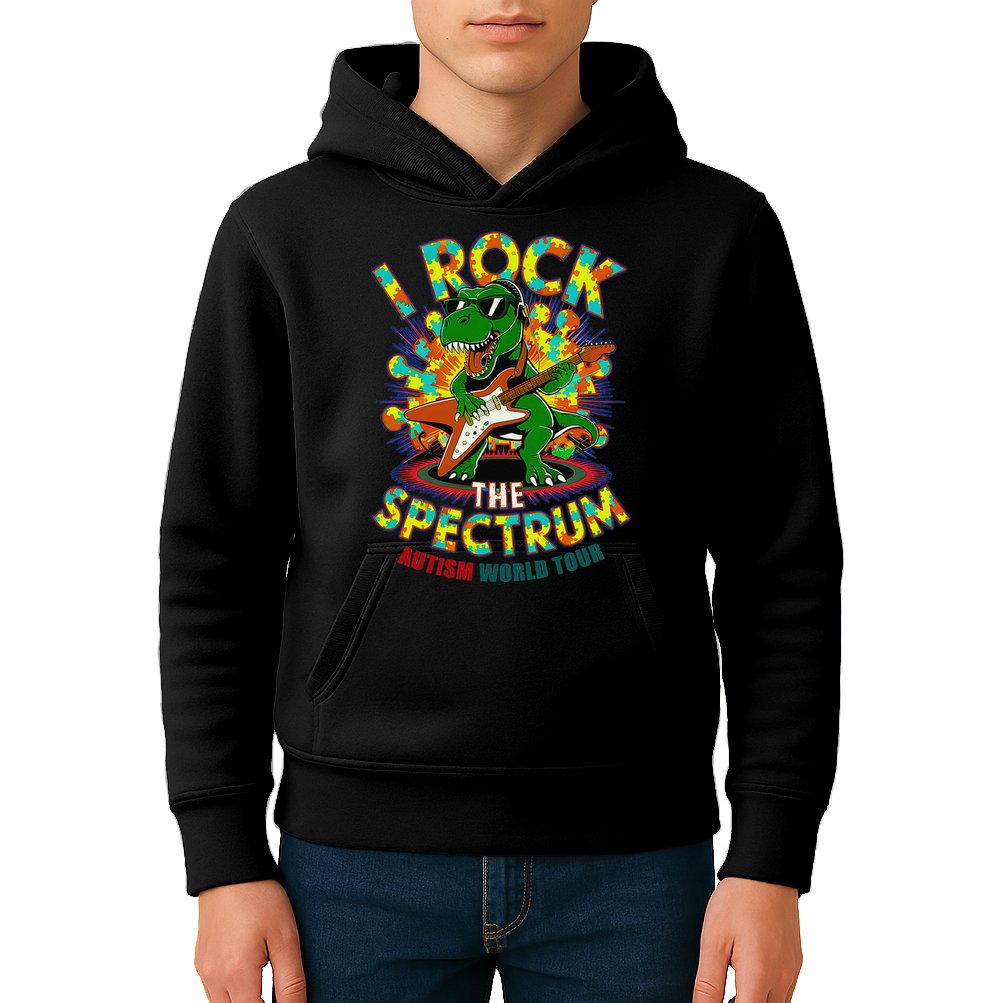 Rockstar I ROCK THE SPECTRUM Autism Awareness Mom Dad Kids Hoodie