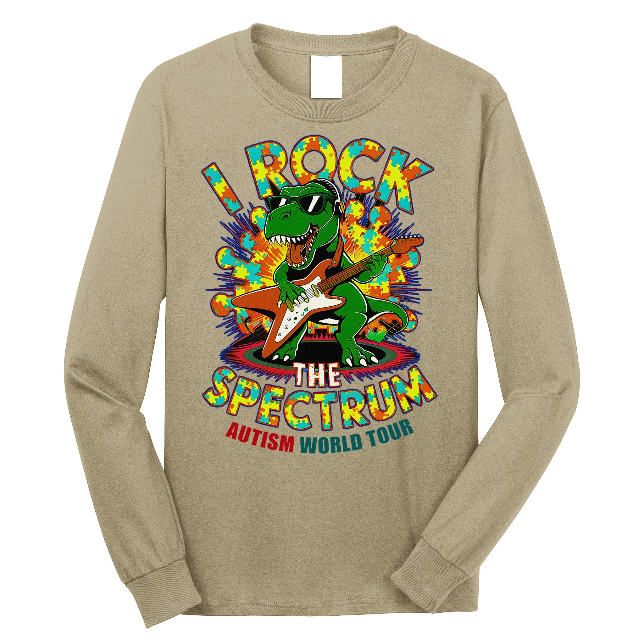 Rockstar I ROCK THE SPECTRUM Autism Awareness Mom Dad Long Sleeve Shirt