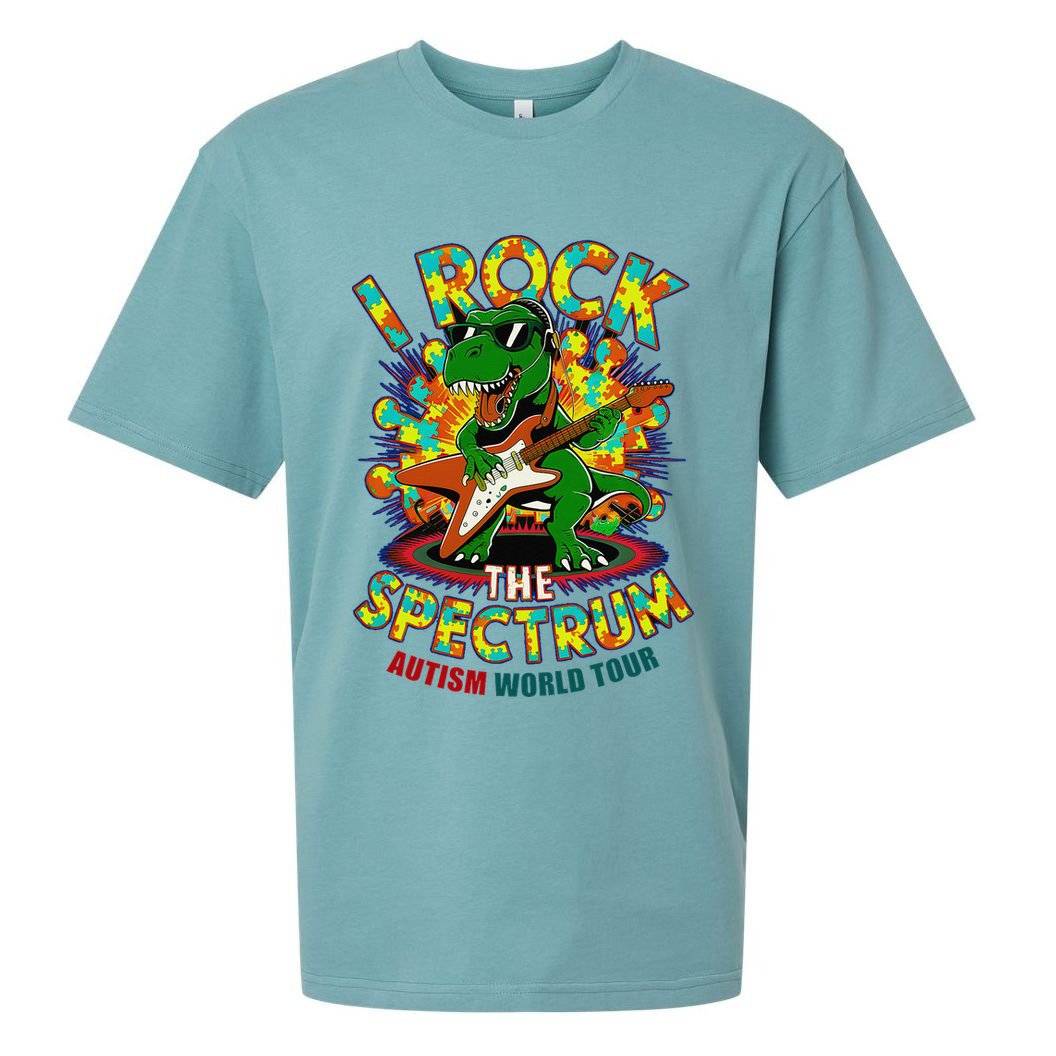 Rockstar I ROCK THE SPECTRUM Autism Awareness Mom Dad Sueded Cloud Jersey T-Shirt
