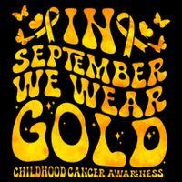 Retro In September We Wear Gold Childhood Cancer Awareness V-Neck T-Shirt