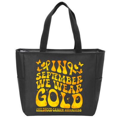 Retro In September We Wear Gold Childhood Cancer Awareness Zip Tote Bag