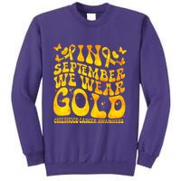 Retro In September We Wear Gold Childhood Cancer Awareness Sweatshirt