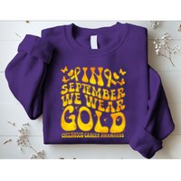 Retro In September We Wear Gold Childhood Cancer Awareness Sweatshirt