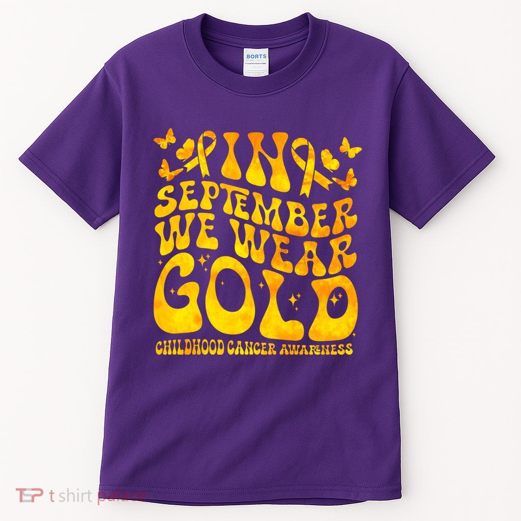 Retro In September We Wear Gold Childhood Cancer Awareness Tall T-Shirt