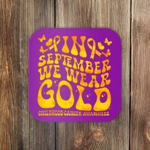 Retro In September We Wear Gold Childhood Cancer Awareness Coaster