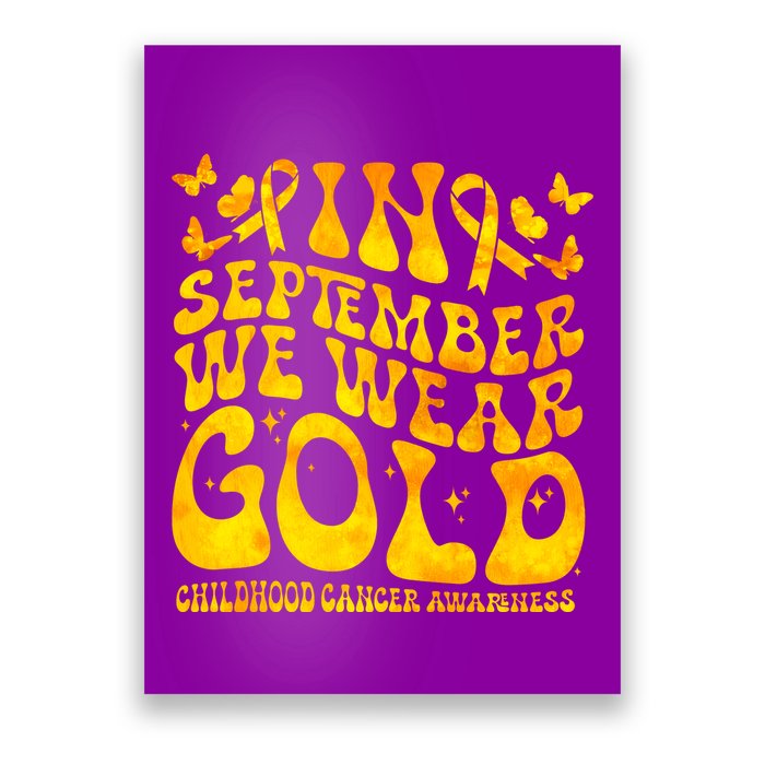 Retro In September We Wear Gold Childhood Cancer Awareness Poster