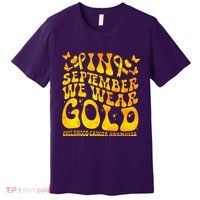 Retro In September We Wear Gold Childhood Cancer Awareness Premium T-Shirt