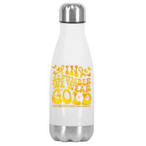 Retro In September We Wear Gold Childhood Cancer Awareness Stainless Steel Insulated Water Bottle