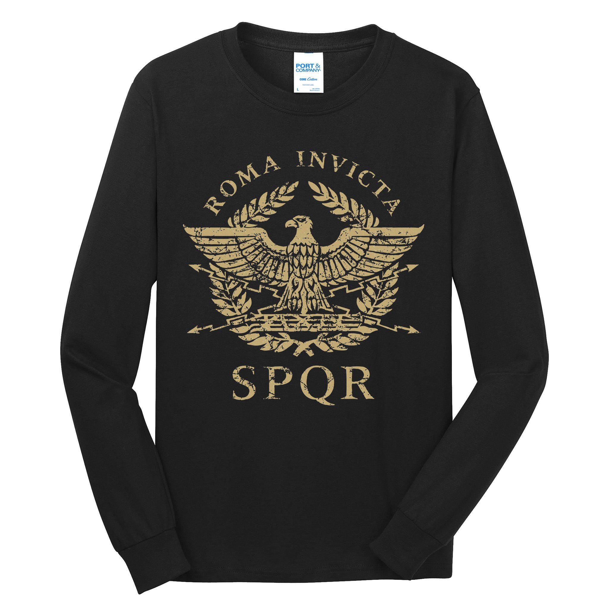 Roma Invicta Spqr Roman Eagle Distressed Tall Long Sleeve T-Shirt