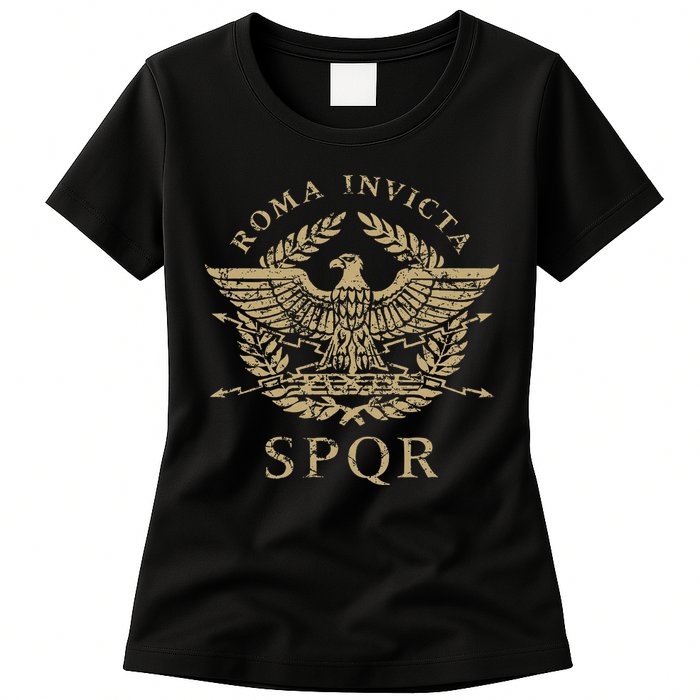 Roma Invicta Spqr Roman Eagle Distressed Womens T-Shirt