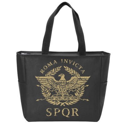 Roma Invicta Spqr Roman Eagle Distressed Zip Tote Bag
