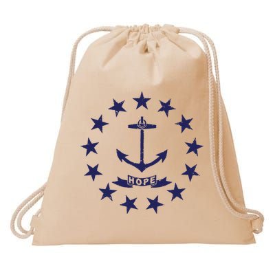 Rhode Island State Flag Distressed Blue Providence Rhode Drawstring Bag