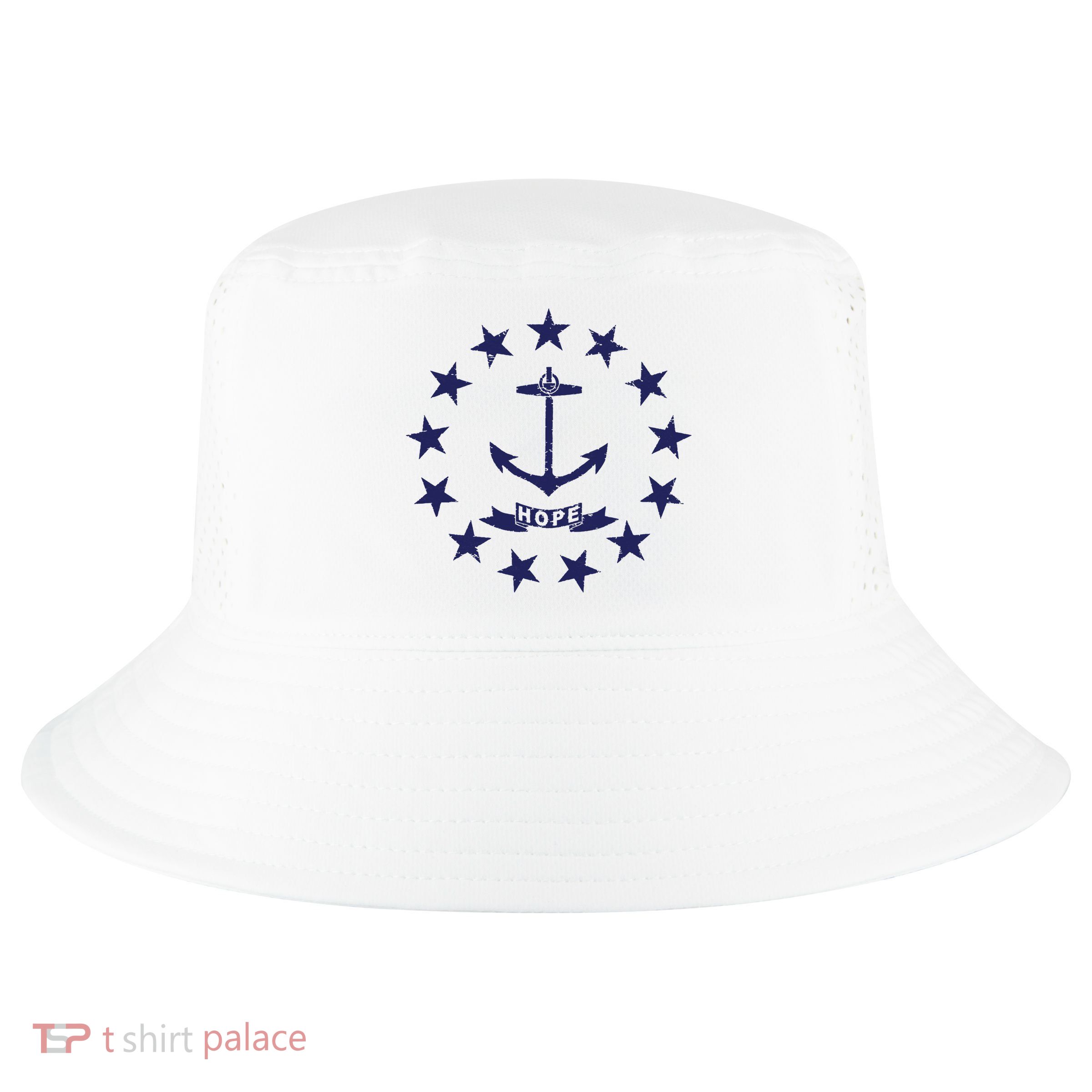 Rhode Island State Flag Distressed Blue Providence Rhode Cool Comfort Performance Bucket Hat