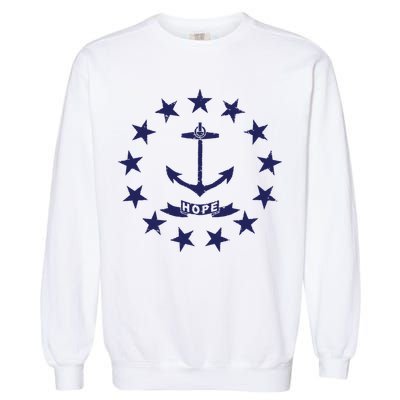 Rhode Island State Flag Distressed Blue Providence Rhode Garment-Dyed Sweatshirt