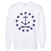 Rhode Island State Flag Distressed Blue Providence Rhode Garment-Dyed Sweatshirt