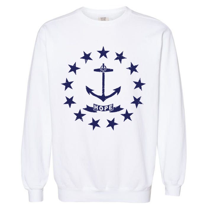 Rhode Island State Flag Distressed Blue Providence Rhode Garment-Dyed Sweatshirt