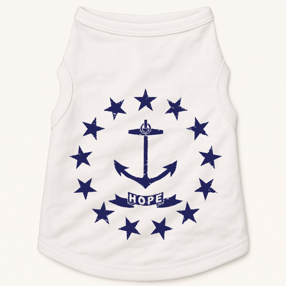 Rhode Island State Flag Distressed Blue Providence Rhode Doggie Tank