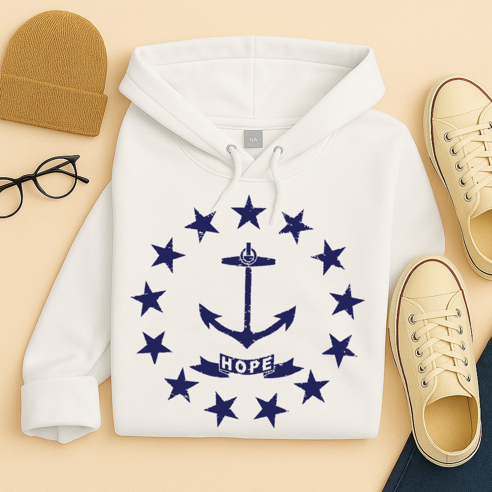 Rhode Island State Flag Distressed Blue Providence Rhode Hoodie