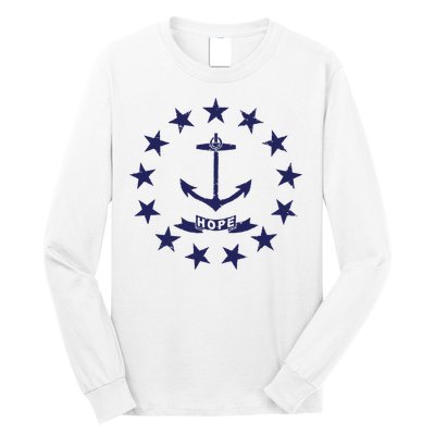 Rhode Island State Flag Distressed Blue Providence Rhode Long Sleeve Shirt