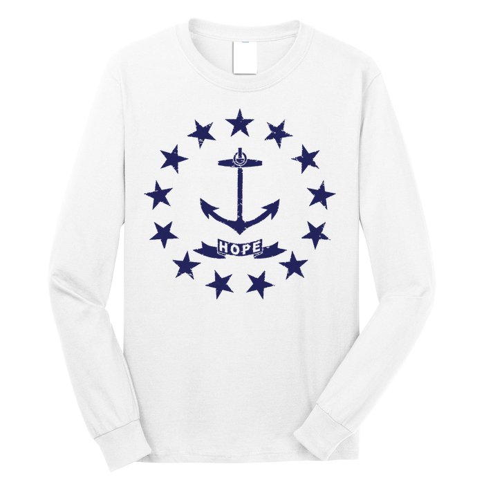 Rhode Island State Flag Distressed Blue Providence Rhode Long Sleeve Shirt