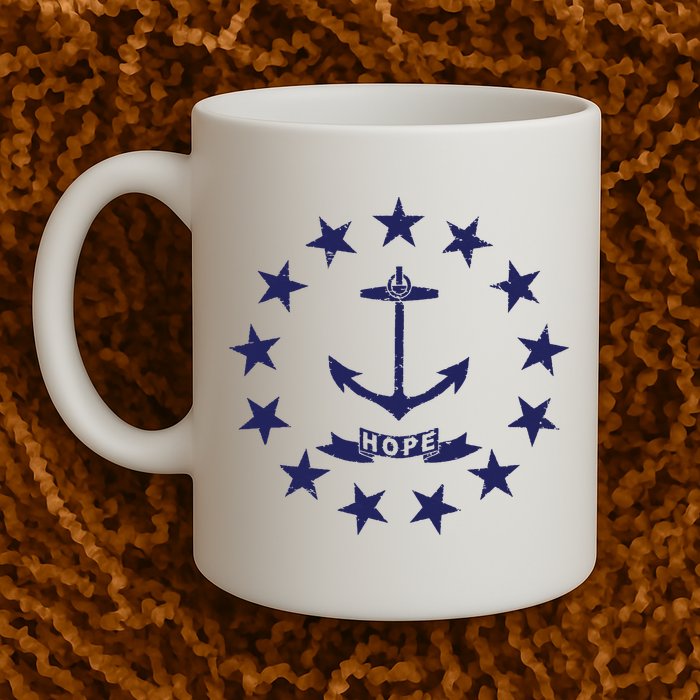 Rhode Island State Flag Distressed Blue Providence Rhode Mug