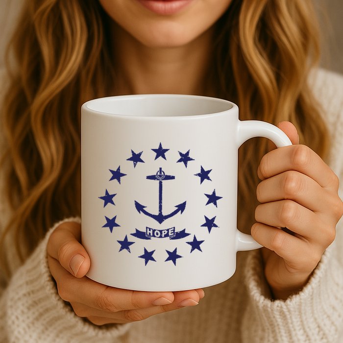 Rhode Island State Flag Distressed Blue Providence Rhode Mug
