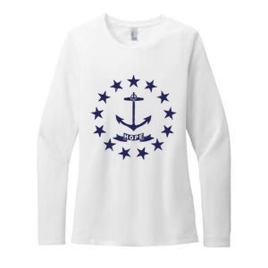 Rhode Island State Flag Distressed Blue Providence Rhode Womens CVC Long Sleeve Shirt