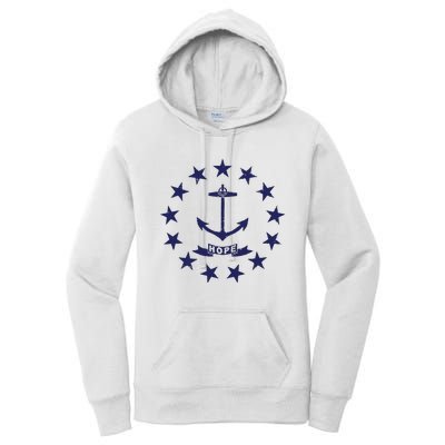 Rhode Island State Flag Distressed Blue Providence Rhode Women's Pullover Hoodie