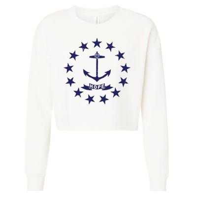 Rhode Island State Flag Distressed Blue Providence Rhode Cropped Pullover Crew