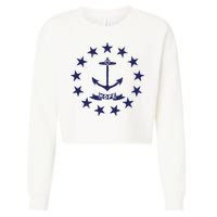 Rhode Island State Flag Distressed Blue Providence Rhode Cropped Pullover Crew